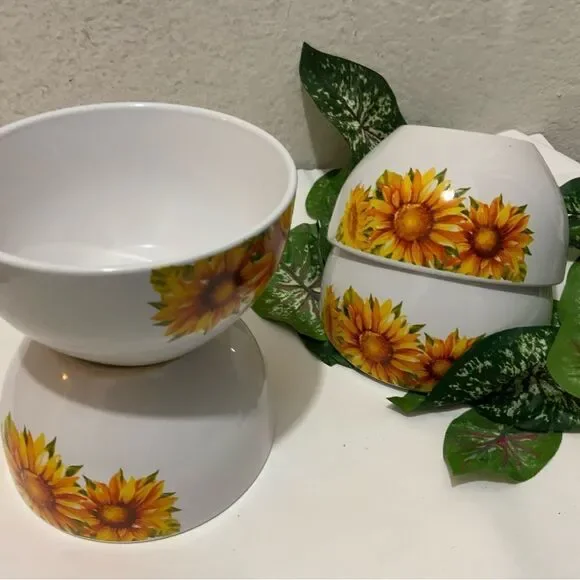 Royal Norfolk Bowls Soup Cereal Sunflower Pattern 5.5 Inch Diameter Set Of 4 A14 - Picture 7 of 8